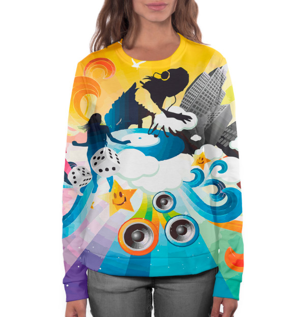 Женский свитшот с изображением Electronic цвета Белый