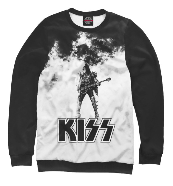 Женский свитшот с изображением Kiss цвета Белый