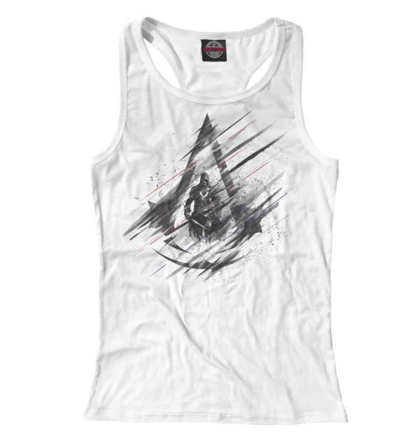Женская майка-борцовка с притом Assassin’s Creed цвета Белый Женская майка-борцовка с изображением Assassin’s Creed цвета Белый