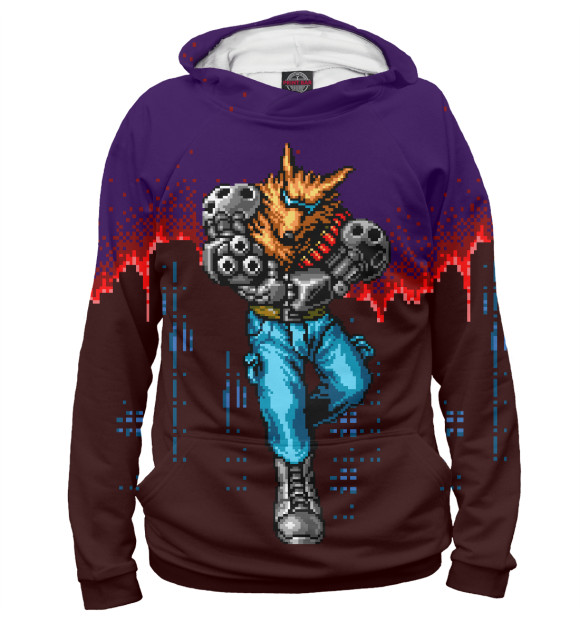 Мужское худи с изображением Contra Hard Corps: Fang цвета Белый