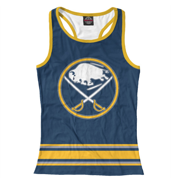 Женская майка-борцовка с изображением Баффало Сейбрз (форма) цвета Белый