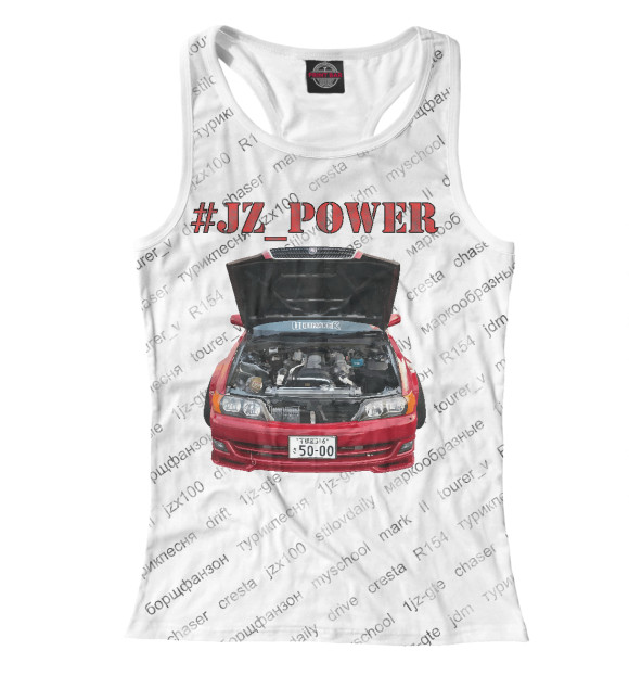 Женская майка-борцовка с изображением JZ_POWER Ver.1 цвета Белый