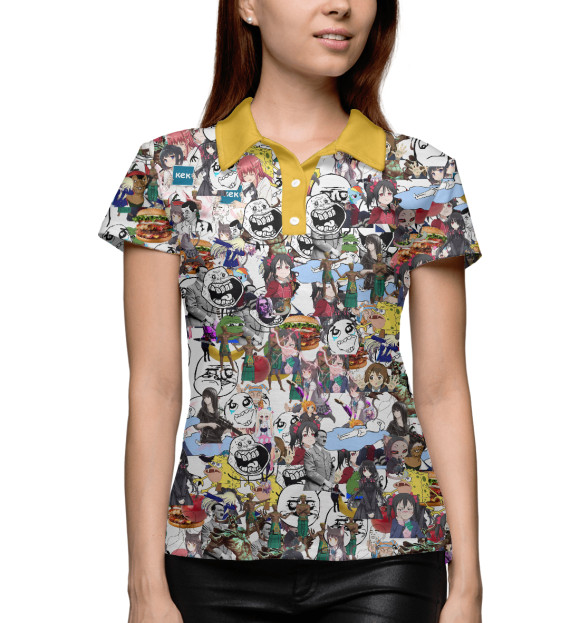 Женское поло с изображением Сhaos цвета Белый