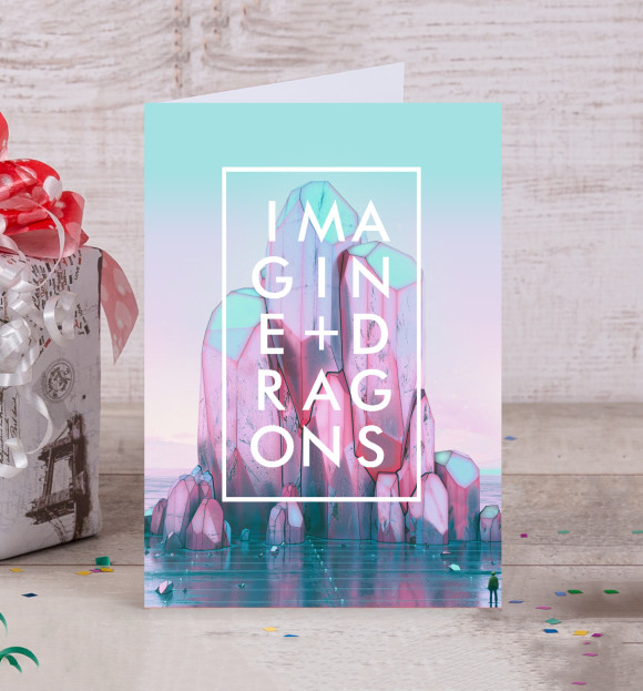 Открытка с притом Imagine Dragons цвета Белый Открытка с изображением Imagine Dragons цвета Белый