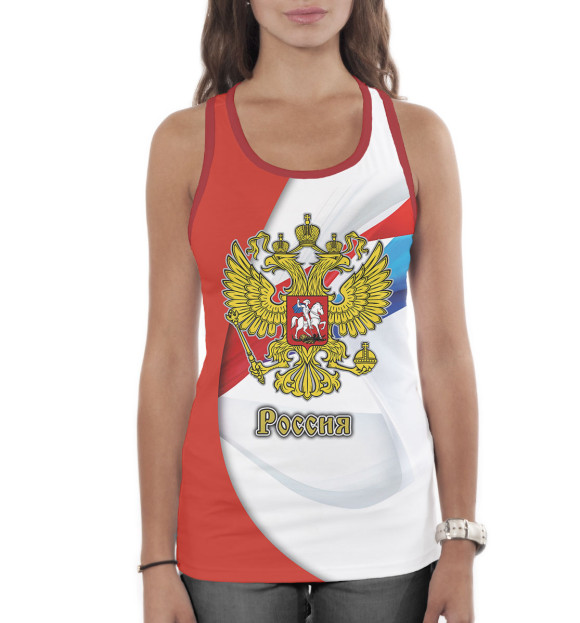 Женская майка-борцовка с изображением Сборная России цвета Белый