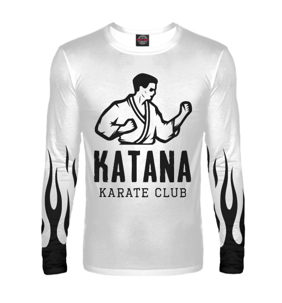 Мужской лонгслив с изображением Karate club цвета Белый