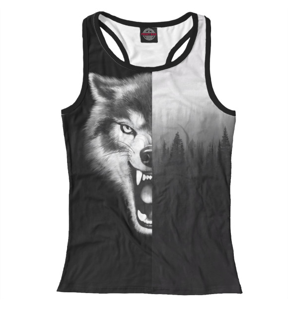 Женская майка-борцовка с изображением Волк цвета Белый