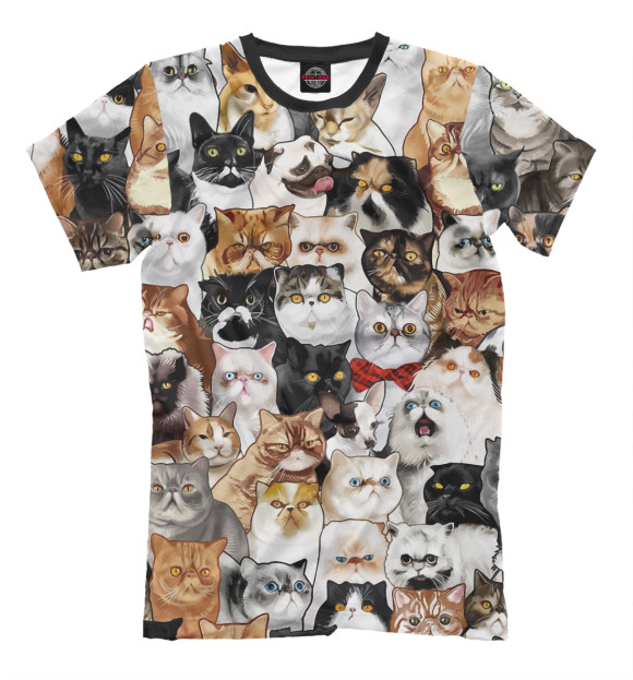 Футболка для мальчиков с изображением Коты и Мопс цвета Молочно-белый