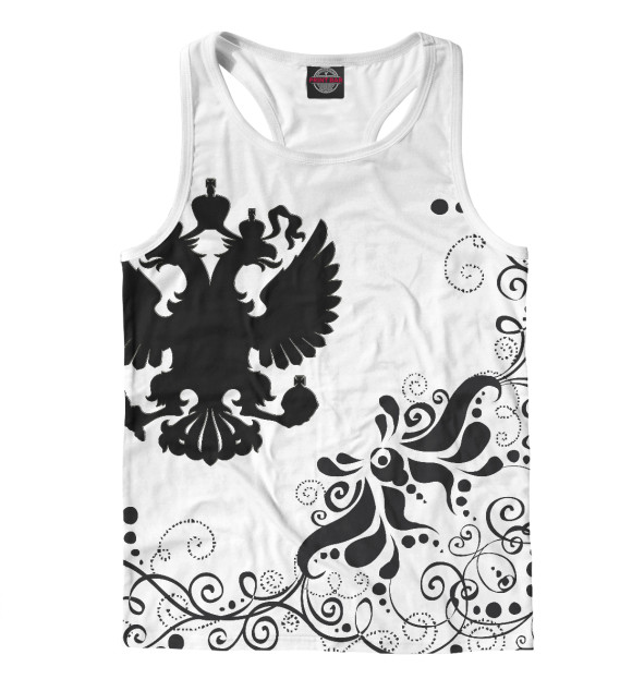 Мужская майка-борцовка с изображением Герб России цвета Белый