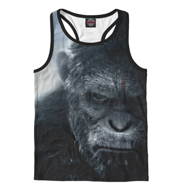 Мужская майка-борцовка с изображением Планета обезьян: Революция цвета Белый