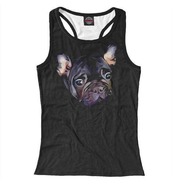 Женская майка-борцовка с изображением Французский бульдог цвета Белый