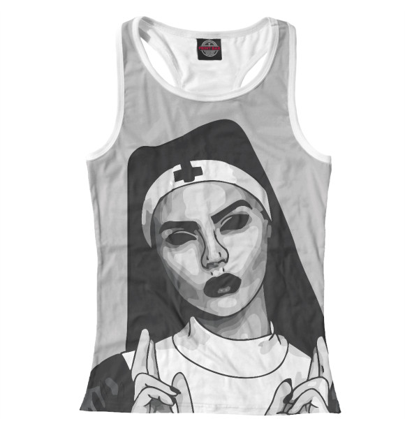 Женская майка-борцовка с изображением Монашка цвета Белый