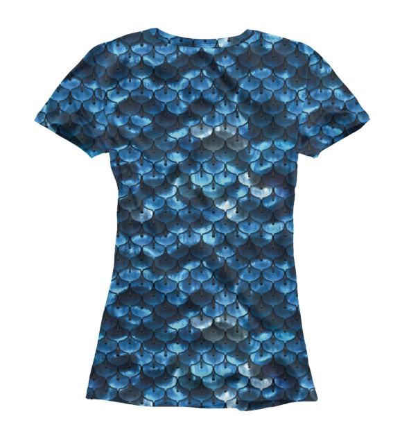 Женская футболка с изображением Синяя чешуя цвета Белый
