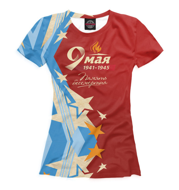 Футболка для девочек с изображением 9 мая цвета Белый