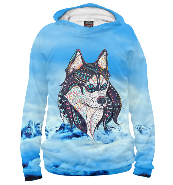 Мужское худи с изображением Siberian Husky цвета Белый