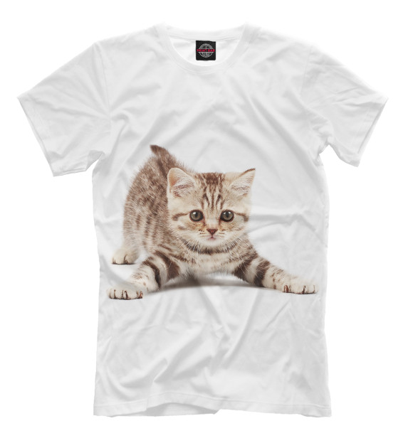 Мужская футболка с изображением Кот цвета Молочно-белый