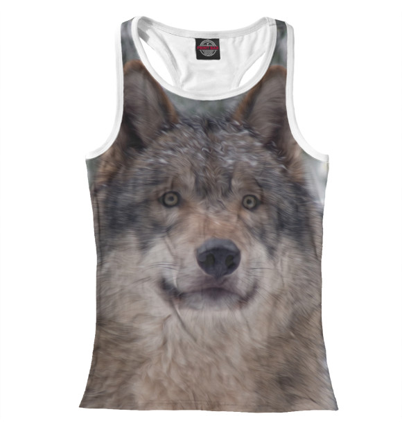 Женская майка-борцовка с изображением Волк цвета Белый