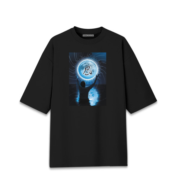 Мужская футболка оверсайз с изображением Иероглиф цвета Черный