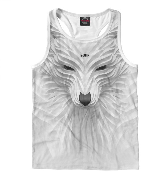 Мужская майка-борцовка с изображением Белый волк - handeyework цвета Белый