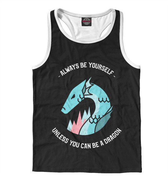 Мужская майка-борцовка с изображением Дракон цвета Белый