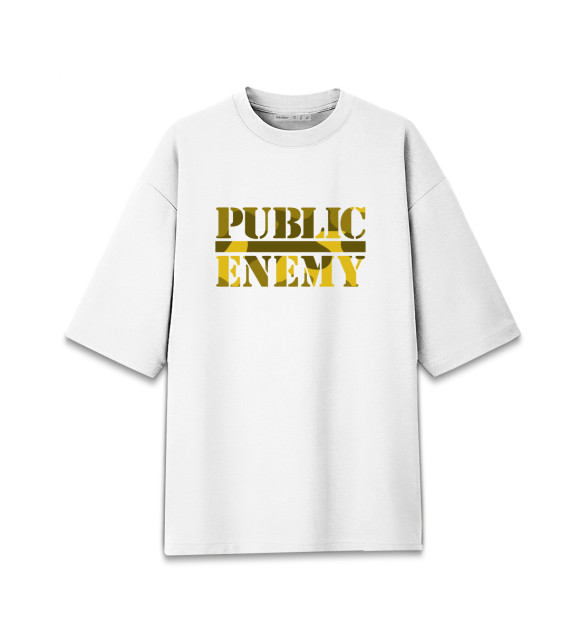 Женская футболка оверсайз с изображением Public Enemy цвета Белый