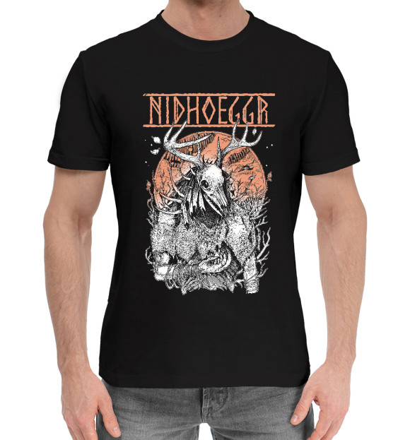 Мужская хлопковая футболка с изображением Nidhoggr цвета Черный