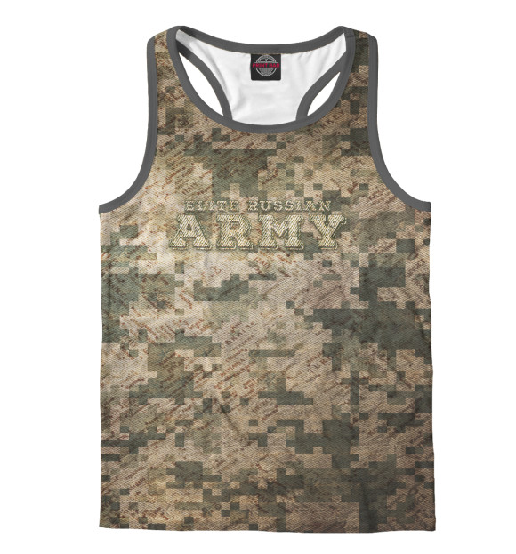 Мужская майка-борцовка с изображением Elite Russian Army цвета Белый