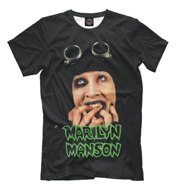 Мужская футболка с изображением Marilyn Manson цвета Черный