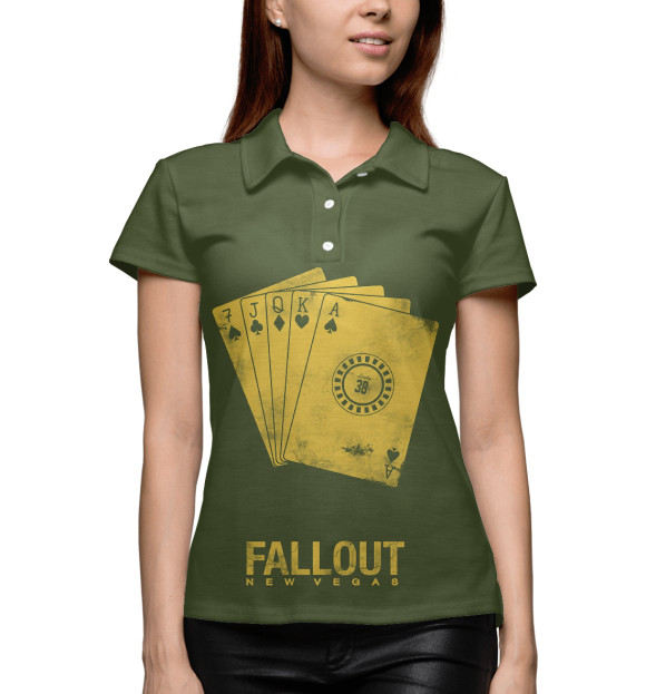 Женское поло с изображением Fallout New Vegas цвета Белый