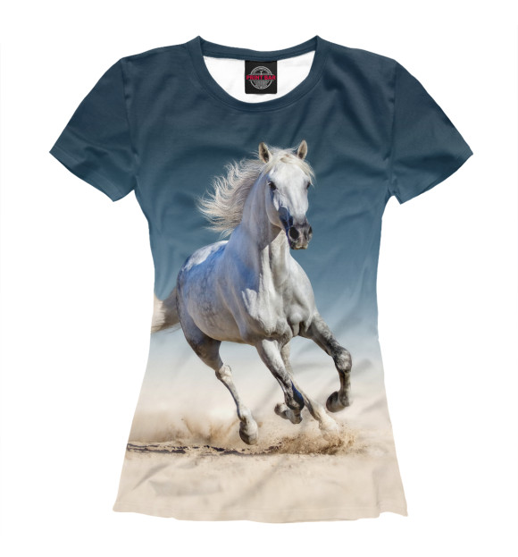 Женская футболка с изображением Белый конь цвета Белый