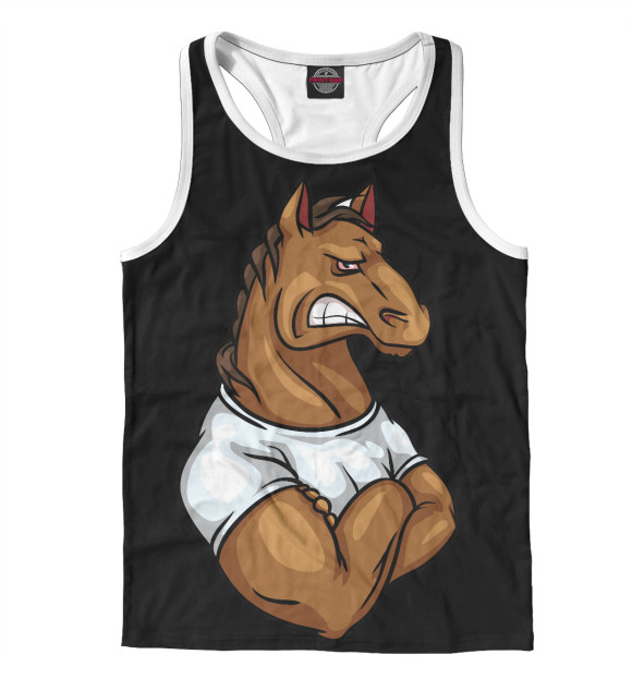 Мужская майка-борцовка с изображением Конь цвета Белый