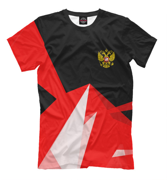 Мужская футболка с изображением Россия цвета Черный