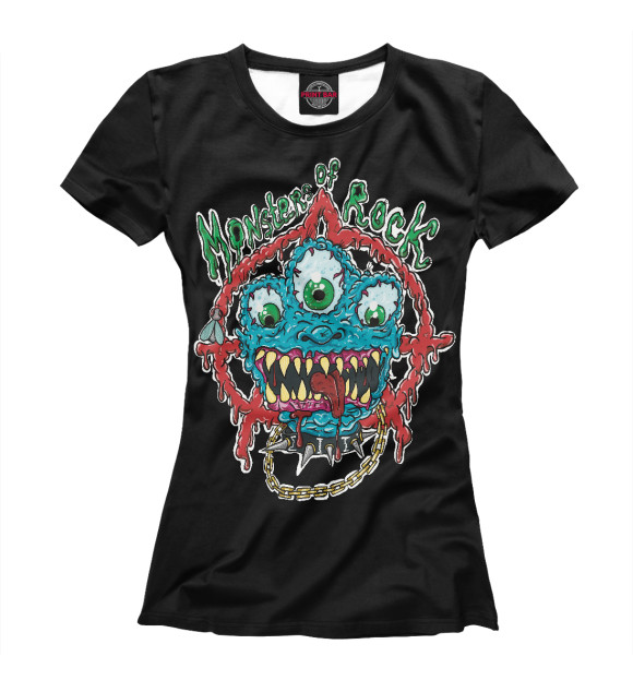 Женская футболка с изображением Monsters of rock цвета Белый