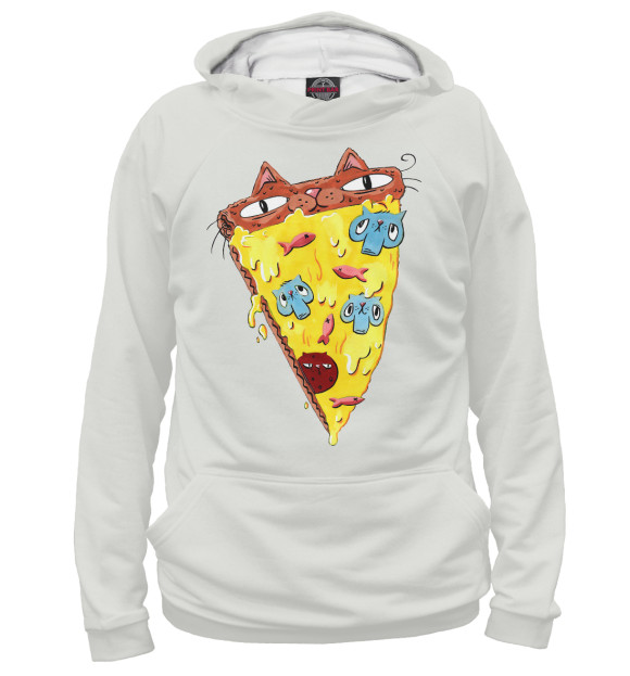 Женское худи с изображением Pizzacat цвета Белый