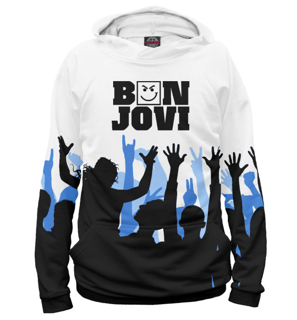 Женское худи с изображением Bon Jovi цвета Белый