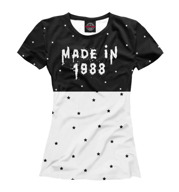 Женская футболка с изображением Год рождения 1988 цвета Белый