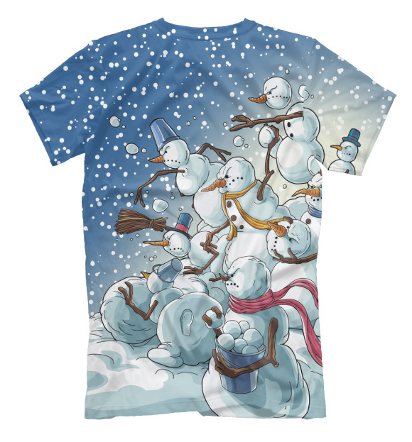 Мужская футболка с изображением Боевые снеговики цвета Белый