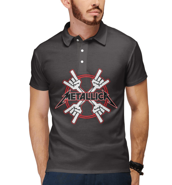 Мужское поло с притом Metallica band цвета Белый Мужское поло с изображением Metallica band цвета Белый