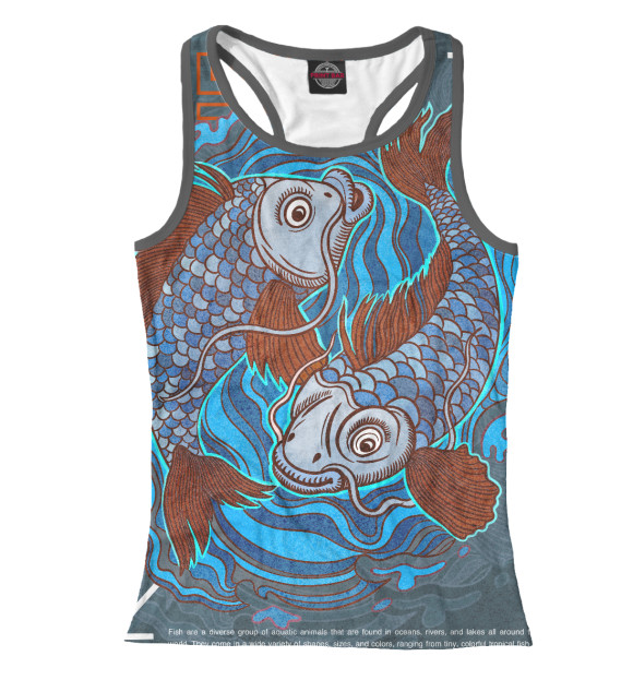 Женская майка-борцовка с изображением Карпы плавают в воде цвета Белый