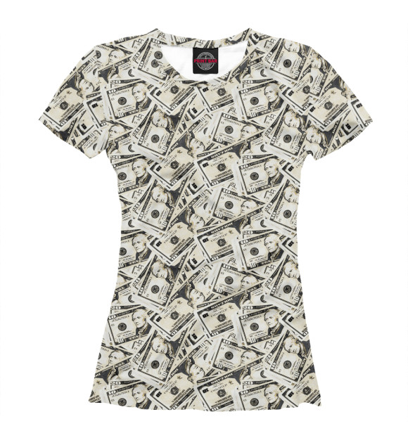 Женская футболка с изображением Доллары цвета Белый