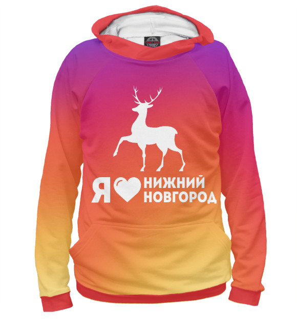 Женское худи с изображением Нижний Новгород цвета Белый