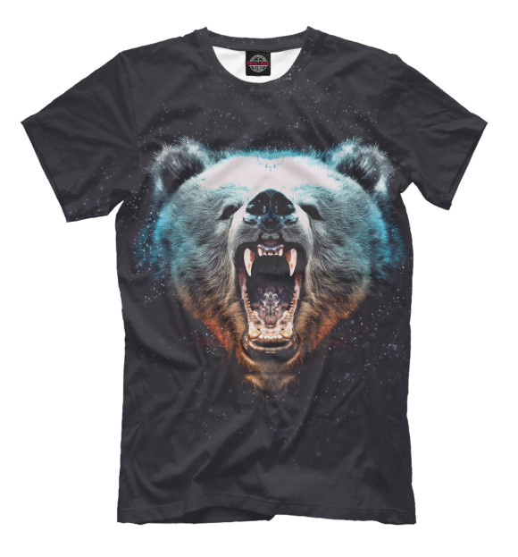 Мужская футболка с изображением Медведь цвета Черный