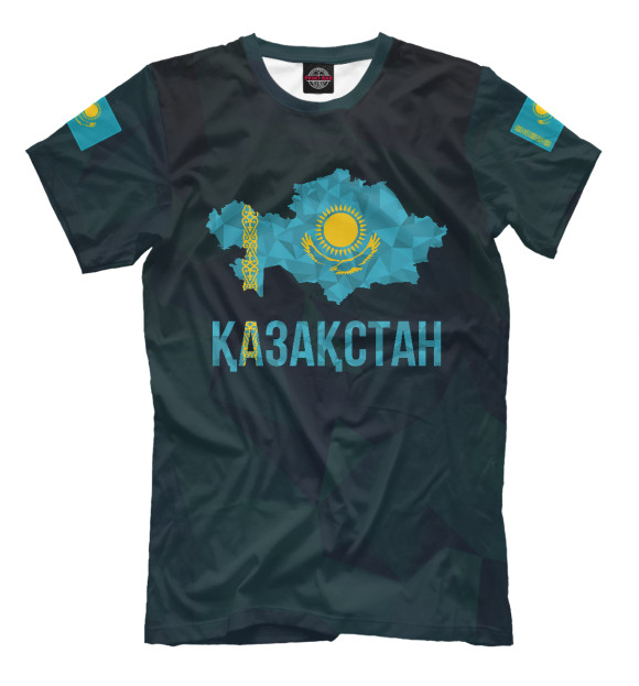 Мужская футболка с изображением Kazakhstan цвета Р‘РµР»С‹Р№