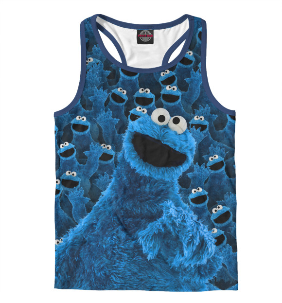 Мужская майка-борцовка с притом Лохматые синие монстры цвета Белый Мужская майка-борцовка с изображением Лохматые синие монстры цвета Белый