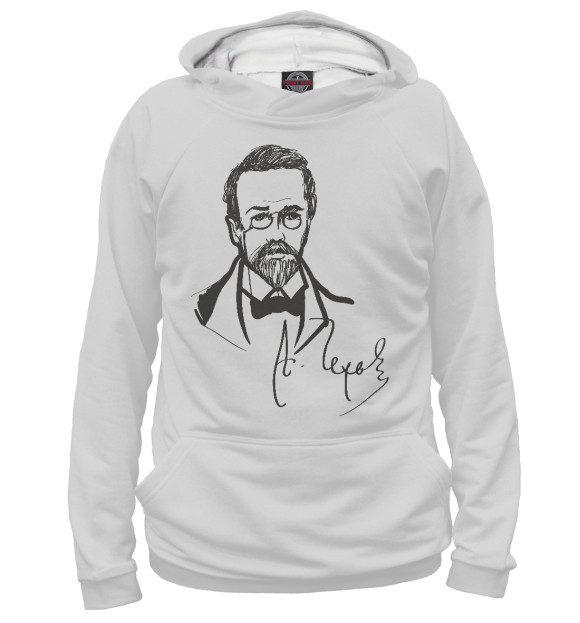 Мужское худи с изображением А. Чехов цвета Белый