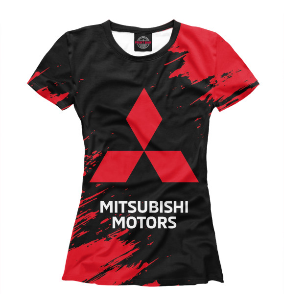 Футболка для девочек с изображением Mitsubishi / Митсубиси цвета Белый
