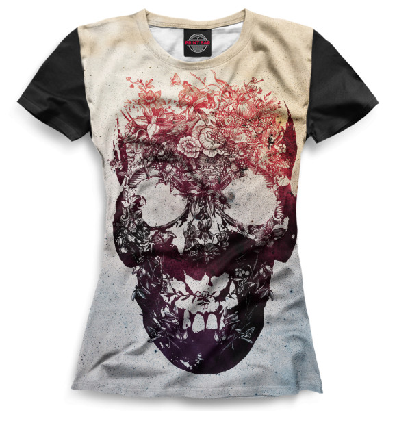 Женская футболка с изображением Skull цвета Белый