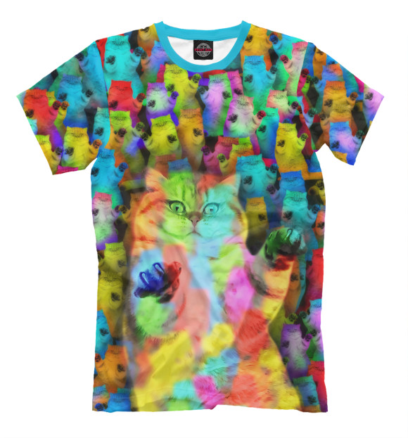 Мужская футболка с изображением Котики на дискотеке цвета Молочно-белый