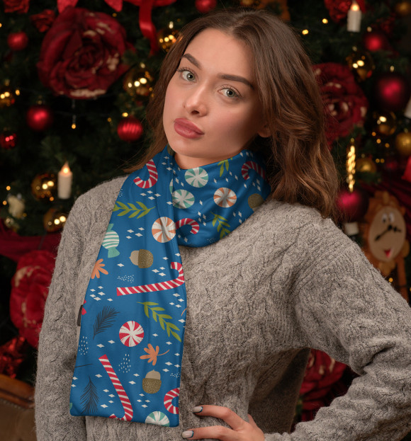 Шарф с изображением Christmas collection 2019 цвета Белый