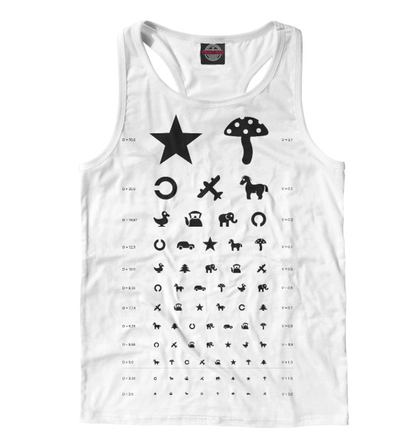 Мужская майка-борцовка с изображением Проверка Зрения цвета Белый